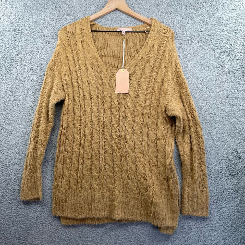 Soft Cable Knit Sweater Womens Small Oversized Tunic Fuzzy Fall Winter Warm Cozy